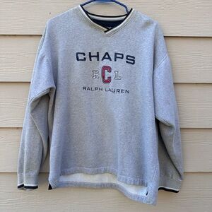 Chaps Ralph Lauren V-Neck Embroidered Sweatshirt Vintage Y2K Size Small (B40